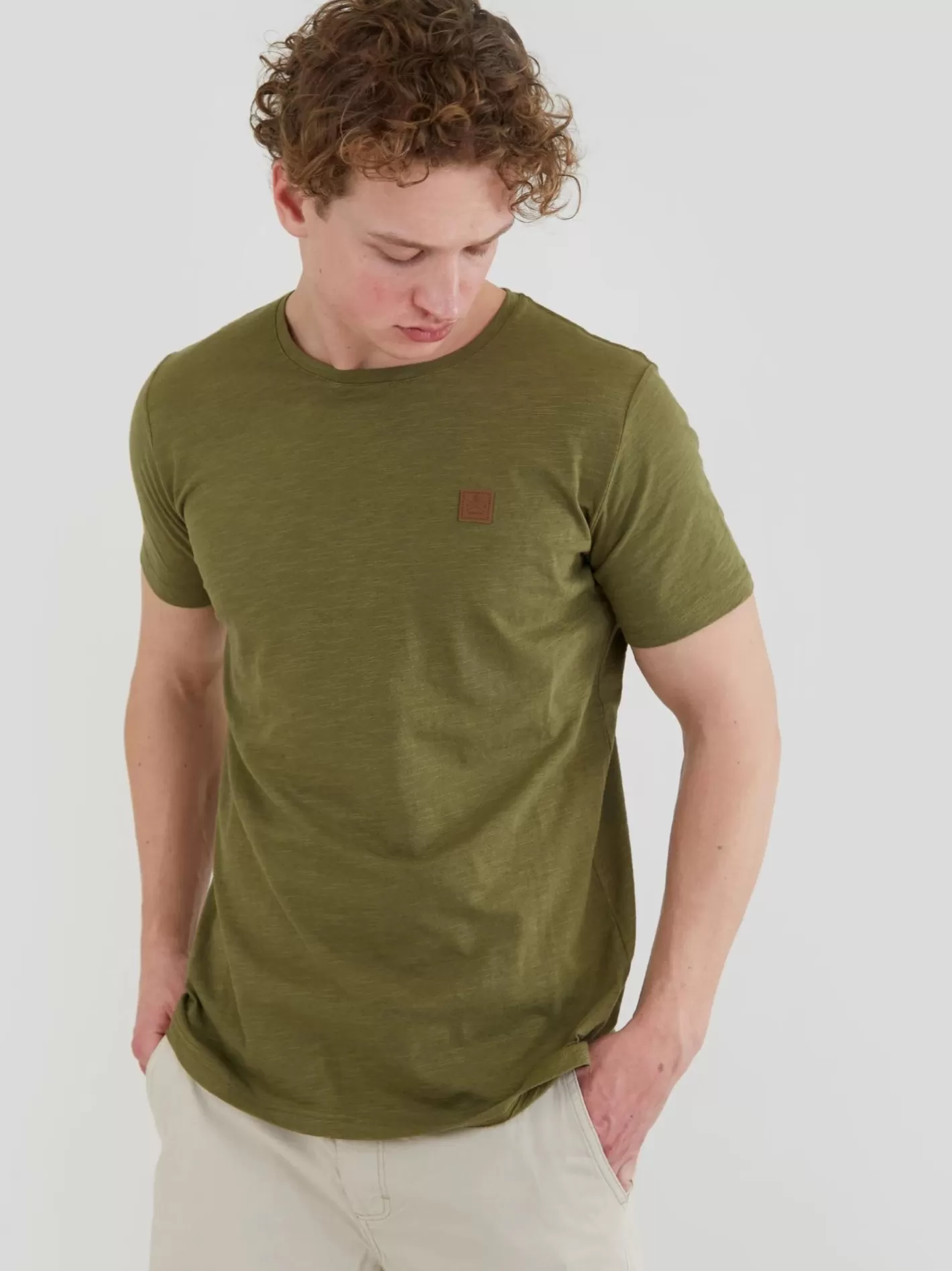 T-Shirt^Fundango Jaggy Structured T-Shirt Oliv